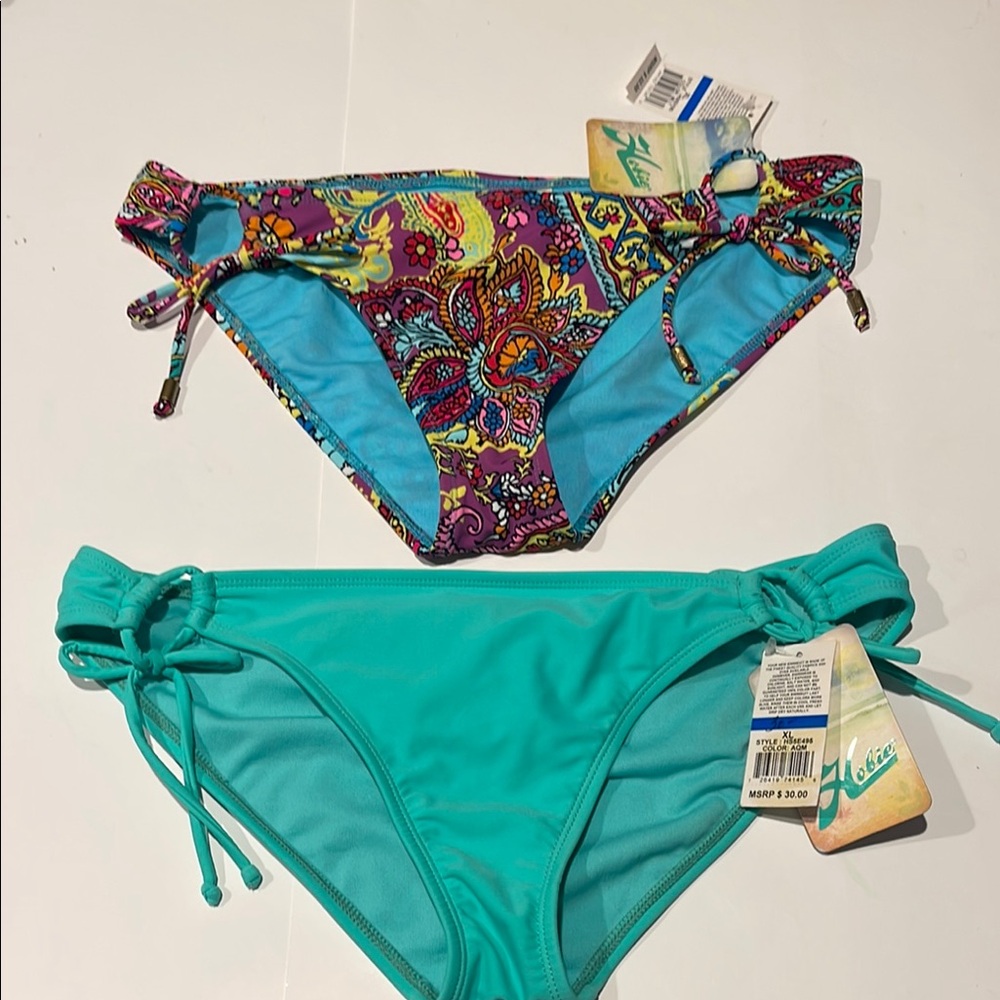 🇺🇸 Hobie NWT swim bathing suit bottom bundle xl blue boho print $62